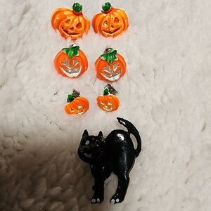 halloween earrings and pin